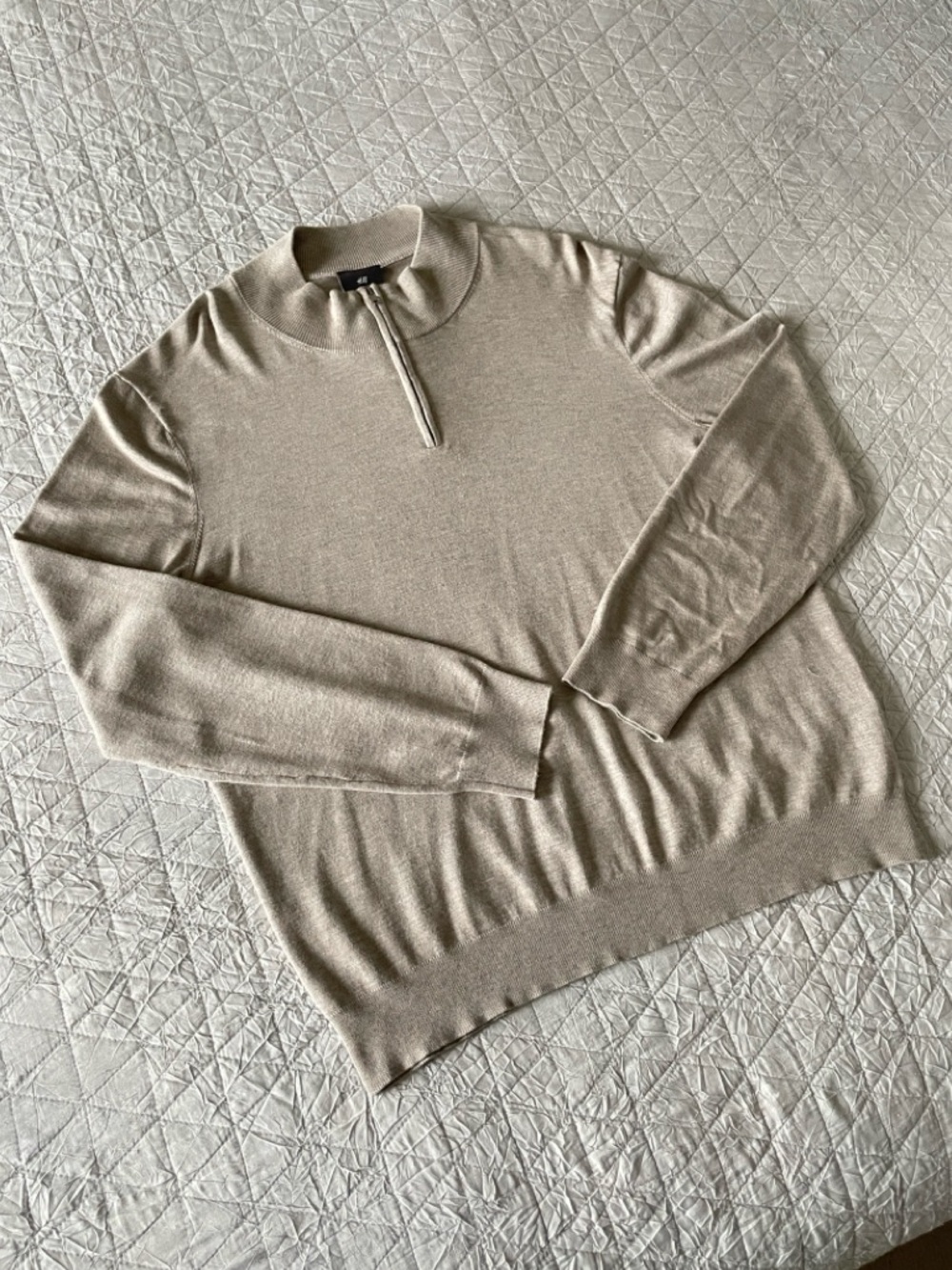 H&M Men's Half-Zip Sweater | Men’s large | Tan | New w/ tags - Picture 2 of 5